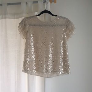 Brand New Anthropologie Champagne Sparkle Top